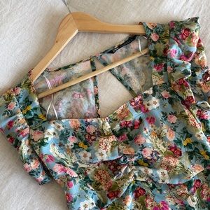 Zara baby-doll satin floral dress ☀️